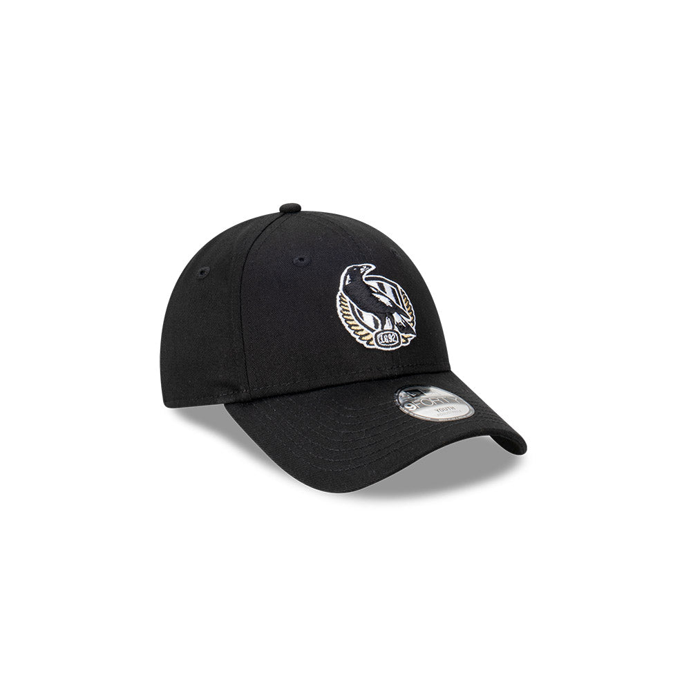 Collingwood Magpies Youth Hat - AFL 2024 Official Team Colour 9Forty Kids Strapback Cap - New Era