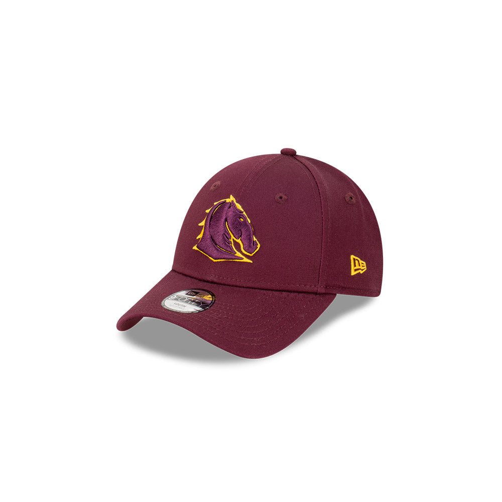 Brisbane Broncos Youth Hat - NRL 2024 Official Team Colour 9Forty Kids Strapback Cap - New Era