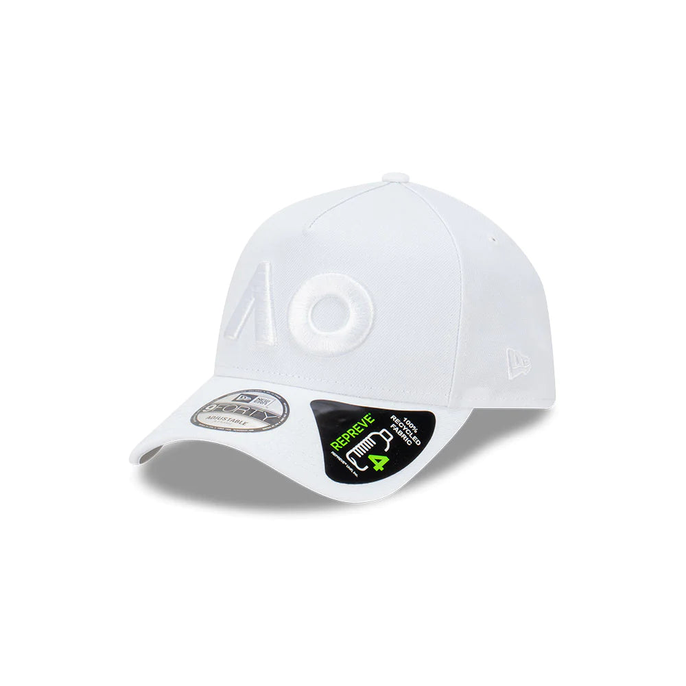 Australian Open Hat - 2024 Official Core AO White 9Forty A-Frame Strapback Cap - New Era