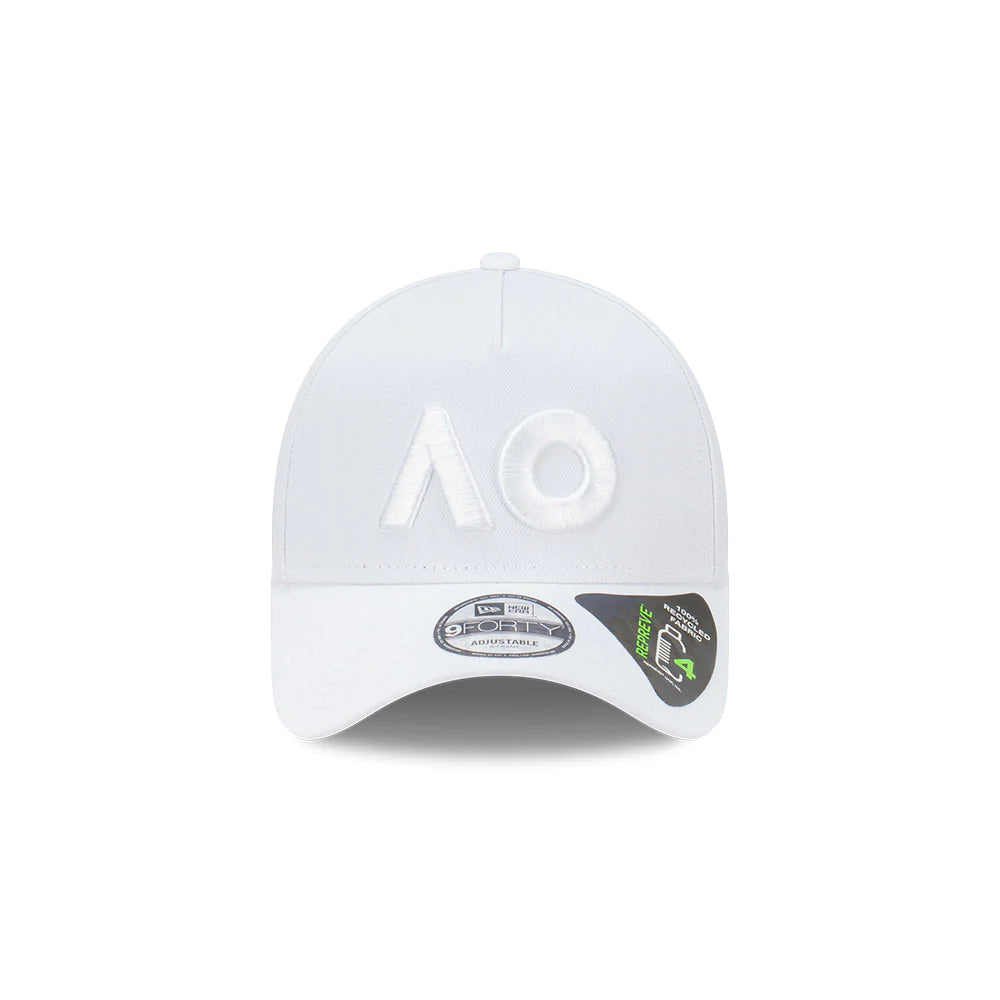 Australian Open Hat - 2024 Official Core AO White 9Forty A-Frame Strapback Cap - New Era