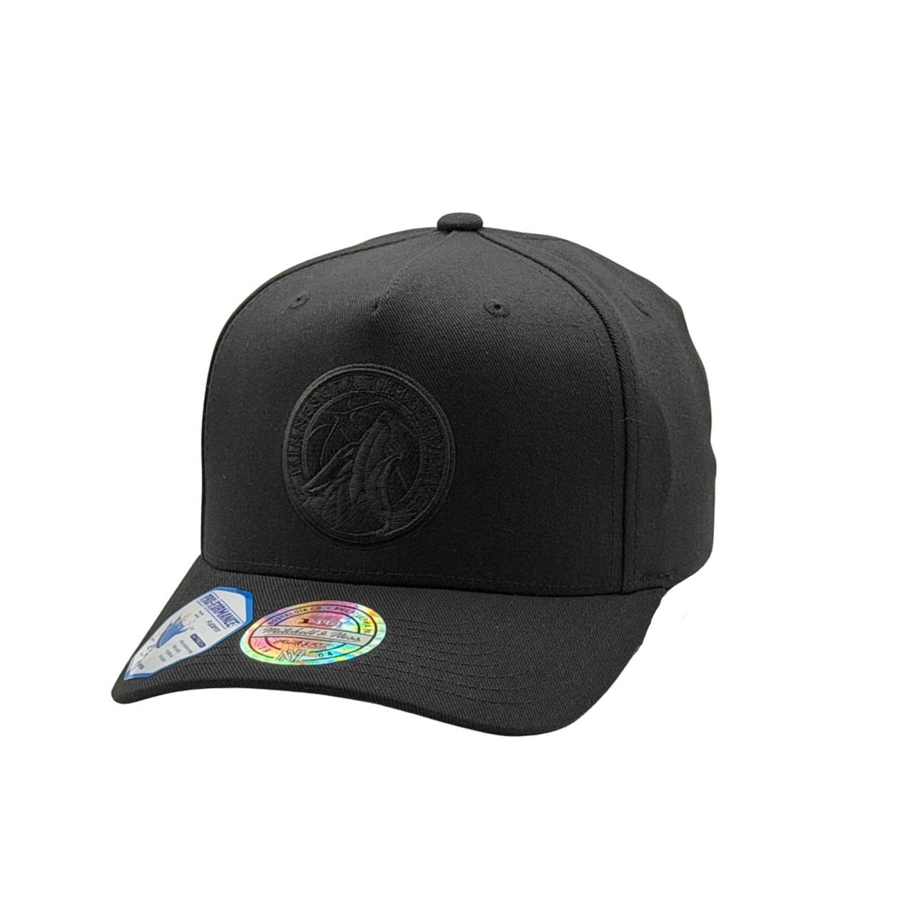Minnesota Timberwolves Hat - Black on Black 110 Flexfit NBA Basketball Snapback Cap - Mitchell & Ness