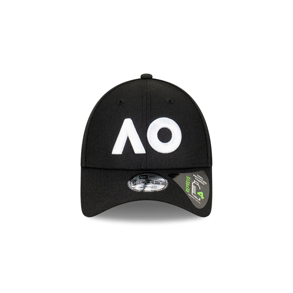 Australian Open Hat - 2024 Core AO Black 9Forty Strapback Cap - New Era