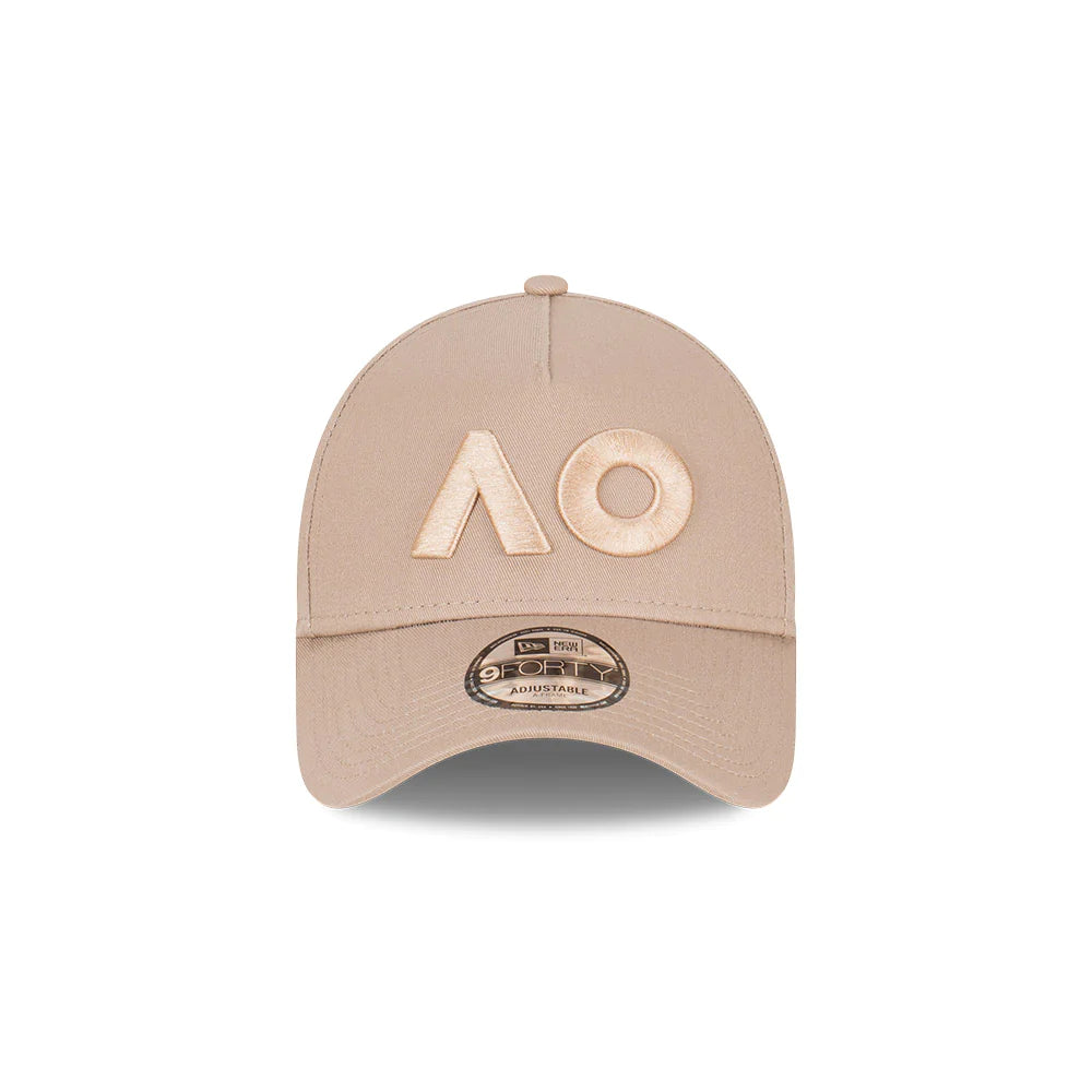 Australian Open Hat - 2024 AO Pop Ash Brown 9Forty A-Frame Strapback Cap - New Era