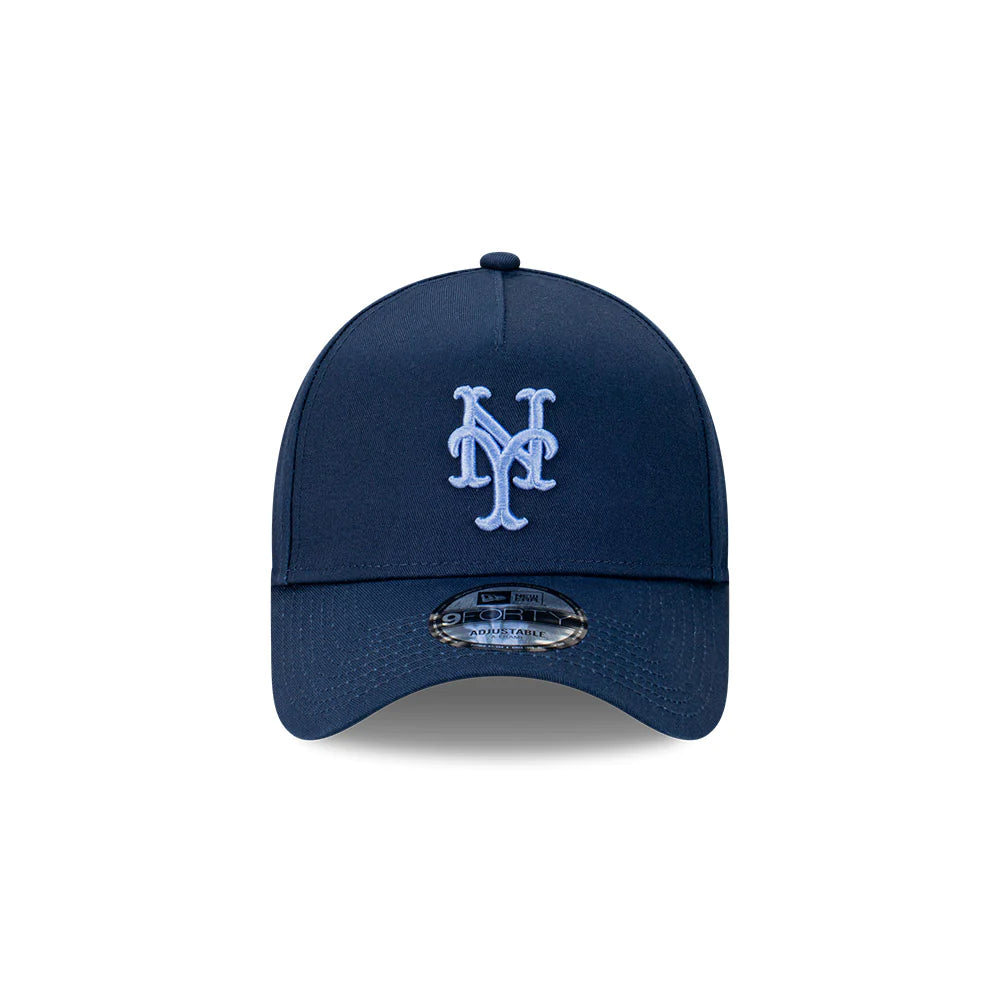 New York Mets Hat - Midnight Ice Blue 9Forty A-Frame MLB Snapback Cap - New Era