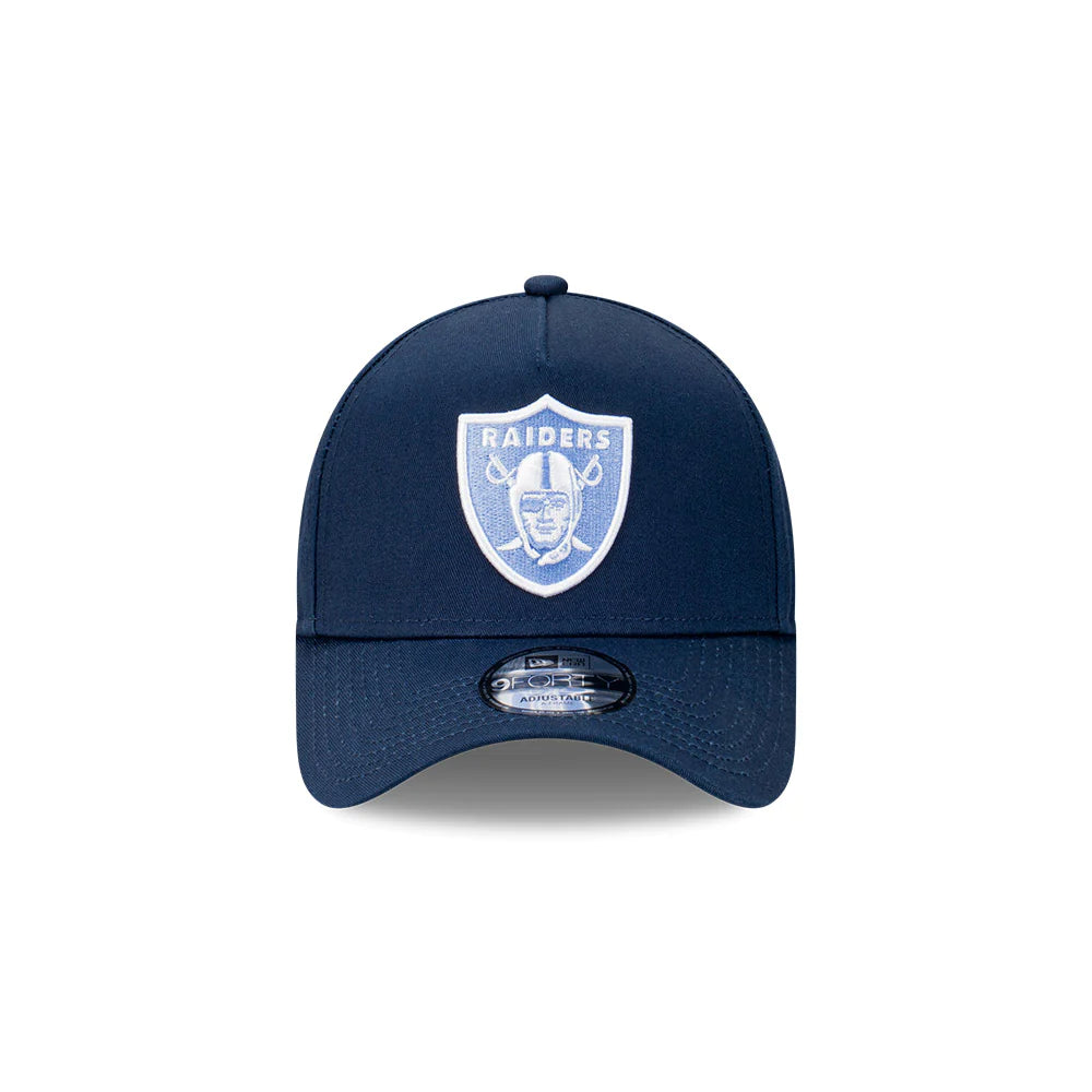 Las Vegas Raiders Hat - Midnight Ice Blue 9Forty A-Frame NFL Snapback Cap - New Era