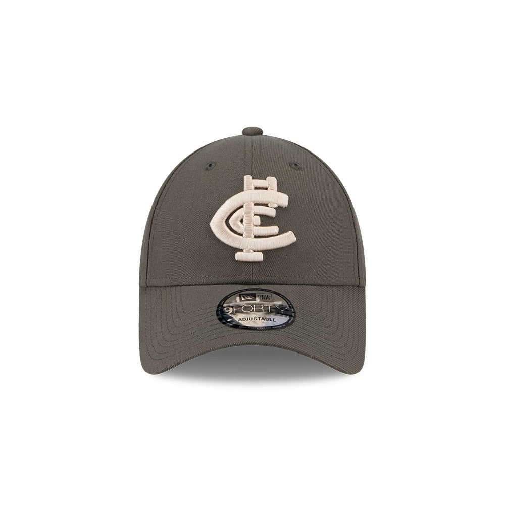 Carlton Blues Hat - AFL 2025 Dusty Charcoal Grey 9Forty Strapback Cap - New Era