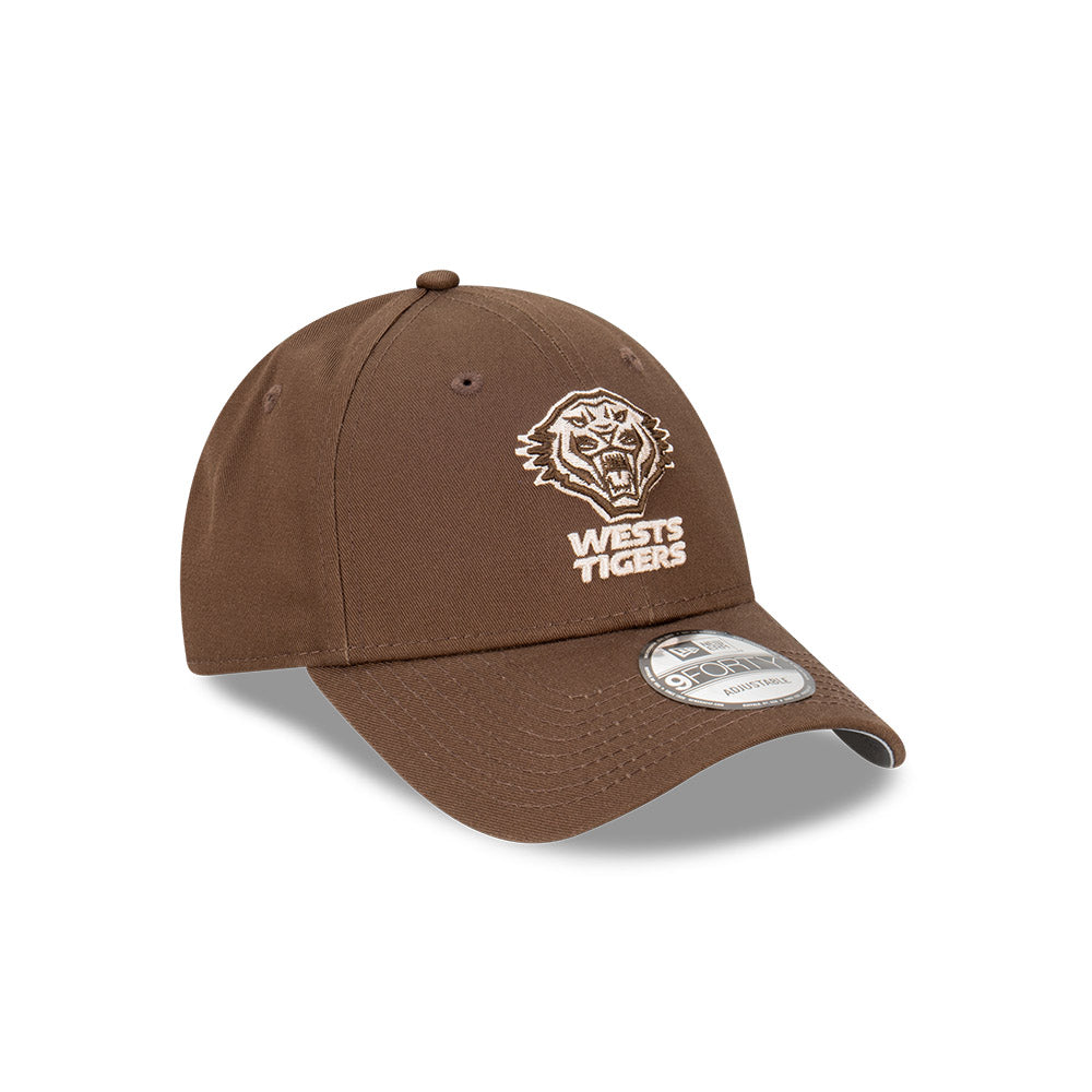 Wests Tigers Hat - 2024 NRL Walnut Stone 9Forty Strapback Cap - New Era