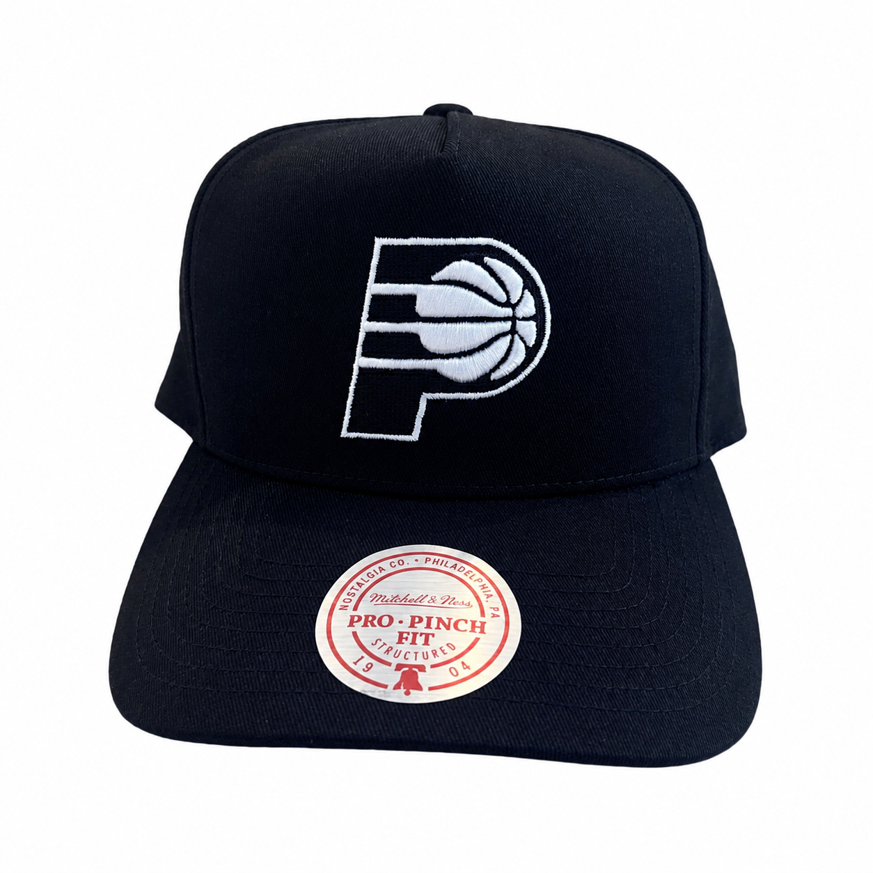 Indiana Pacers Hat - Black and White Pro Pinch NBA Basketball Snapback Cap - Mitchell & Ness
