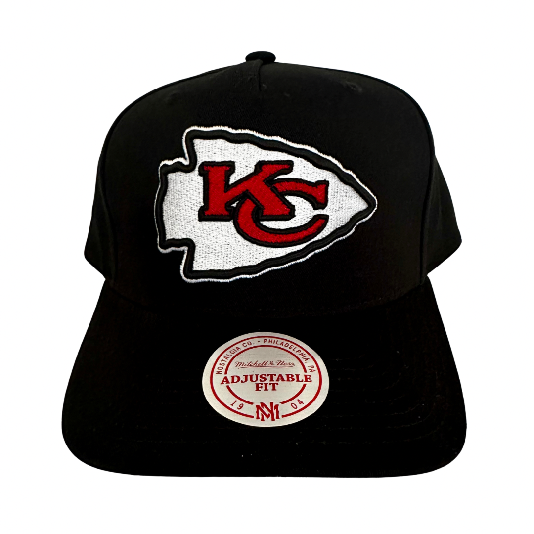 Kansas City Chiefs Hat - Black NFL Team Colour Logo MVP Vintage Snapback Cap - Mitchell & Ness