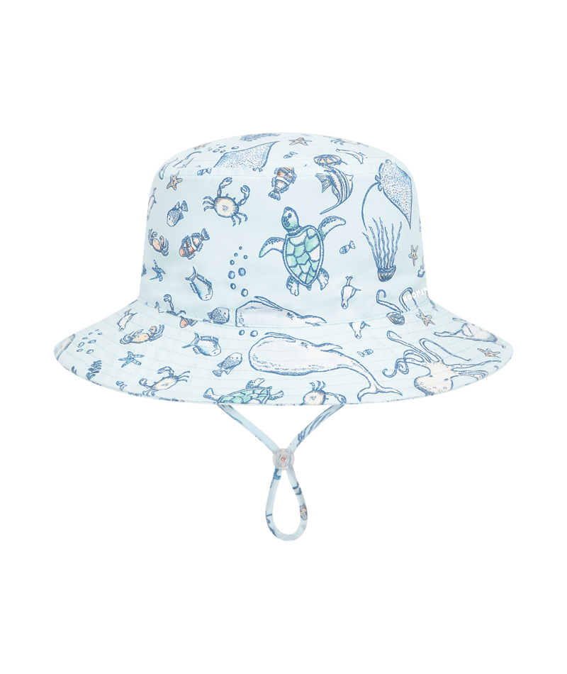 Kooringal Kids Baby Boys Bucket Hat - Blue Sea Creatures Print - Ningaloo