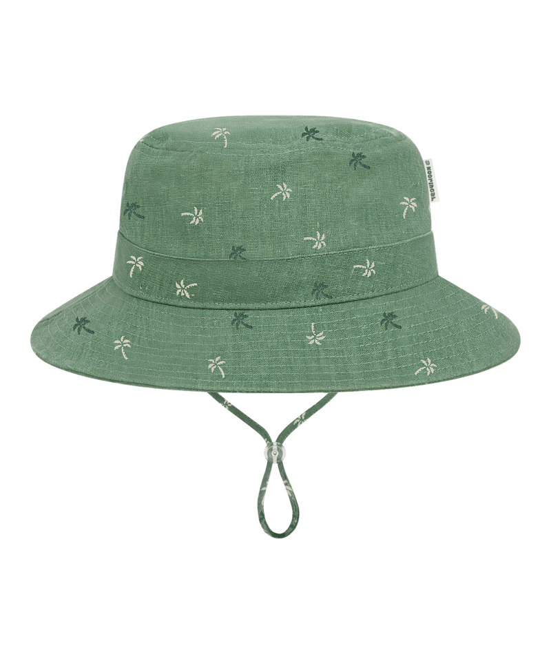 Kooringal Kids Boys Bucket Hat - Green Palm Print - Palmy