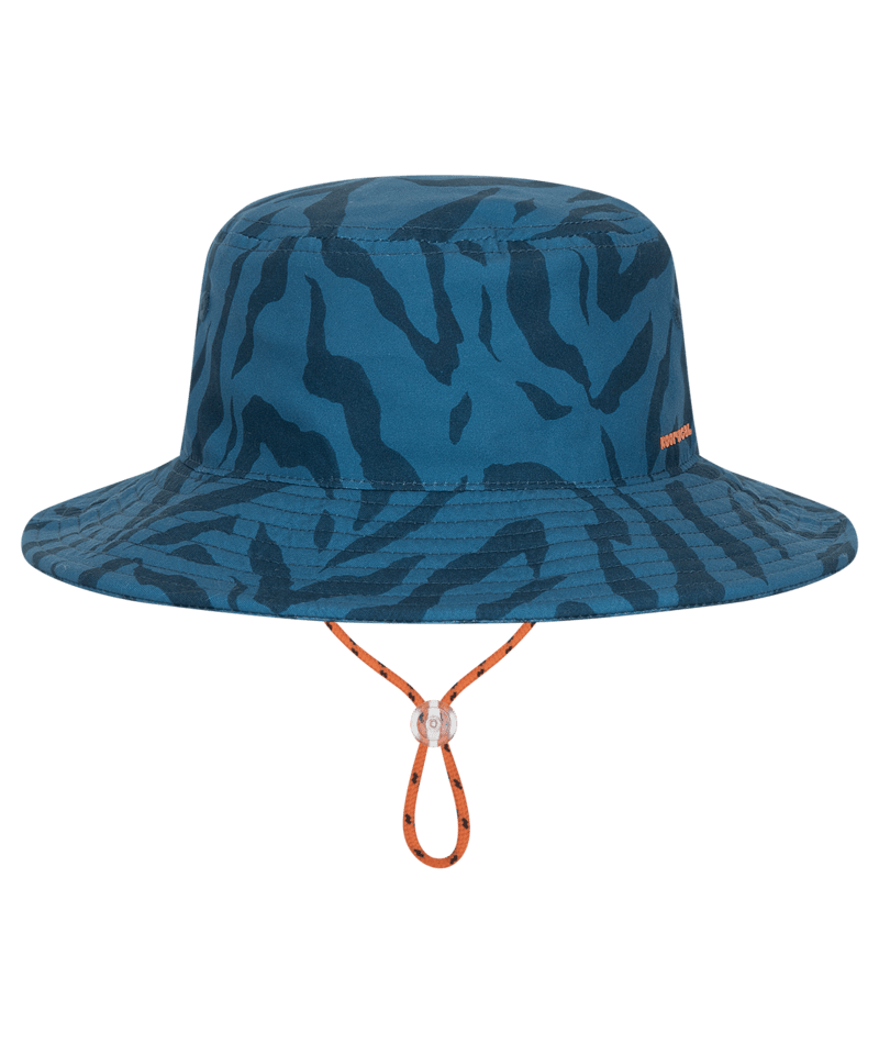 Kooringal Kids Boys Wide Brim Bucket Hat - Deep Teal Animal-Inspired Print - Norfolk