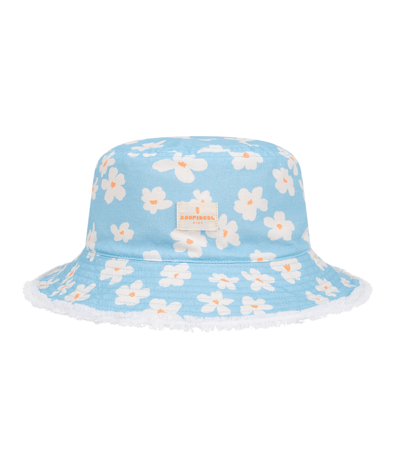 Kooringal Kids Girls Bucket Hat - Powder Blue Daisy Pattern - Skye