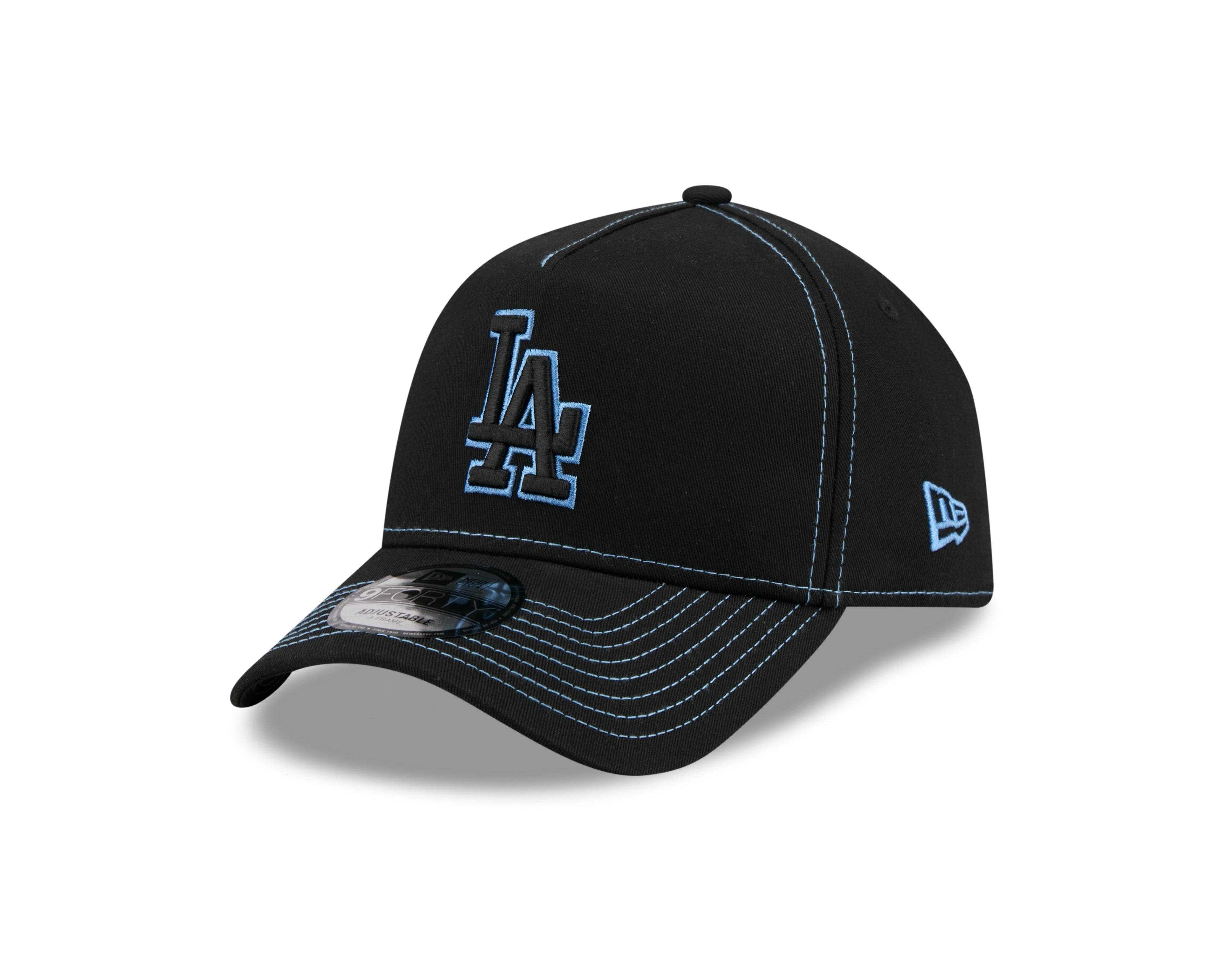 LA Dodgers Hat - Black Colour Contrast 9Forty A-Frame MLB Snapback Cap - New Era