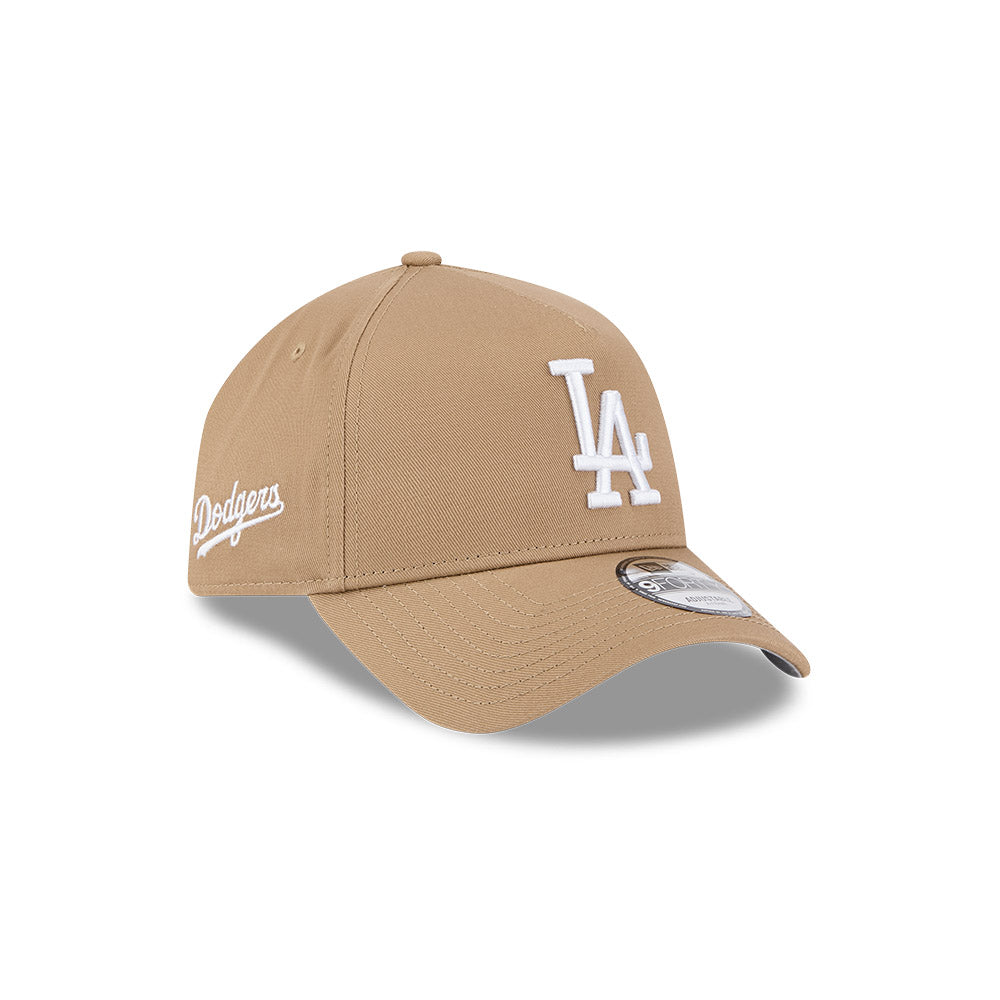 LA Dodgers Hat - Khaki Colour Mix 9Forty A-Frame MLB Snapback Cap - New Era