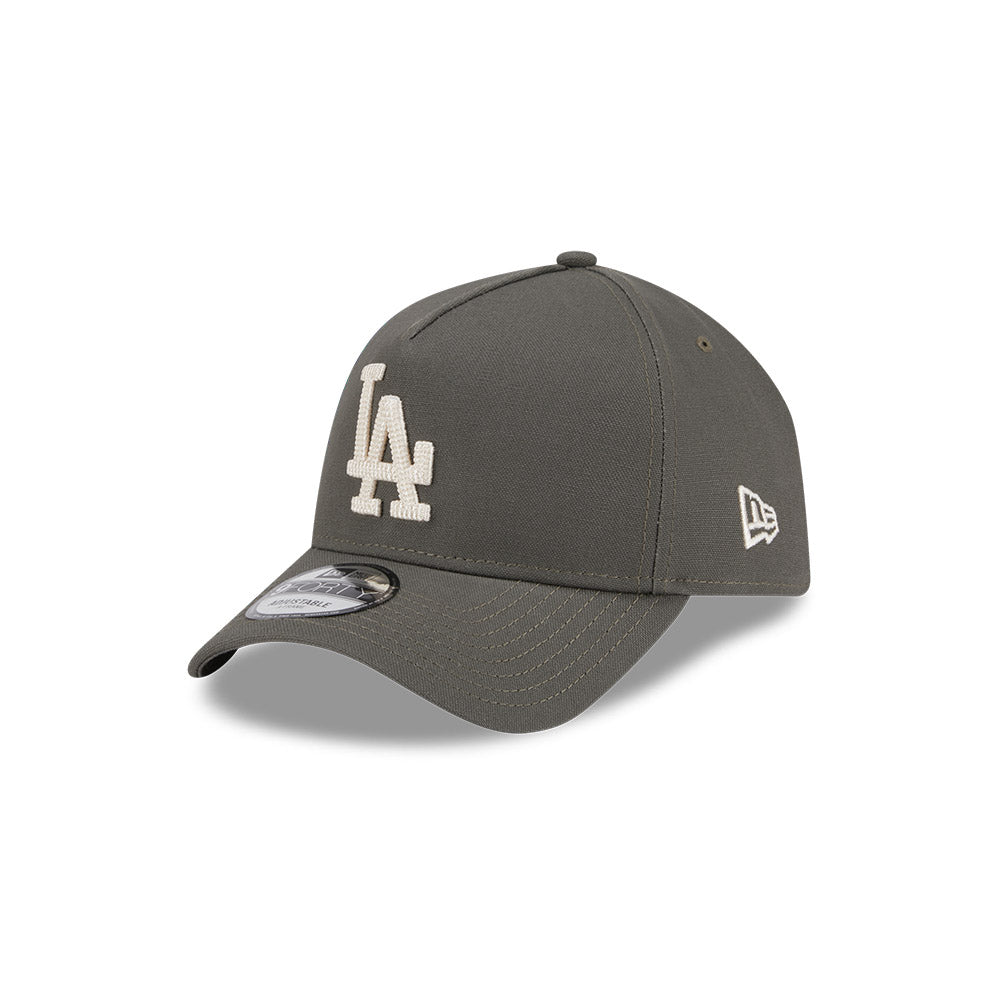 LA Dodgers Hat - Moss Canvas Chainstitch 9Forty A-Frame MLB Snapback Cap - New Era