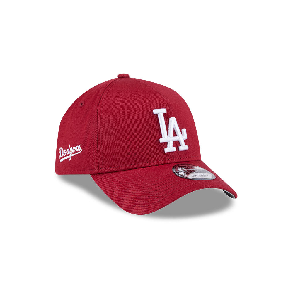 LA Dodgers Hat - Red Seasonal Script 9Forty A-Frame MLB Snapback Cap - New Era