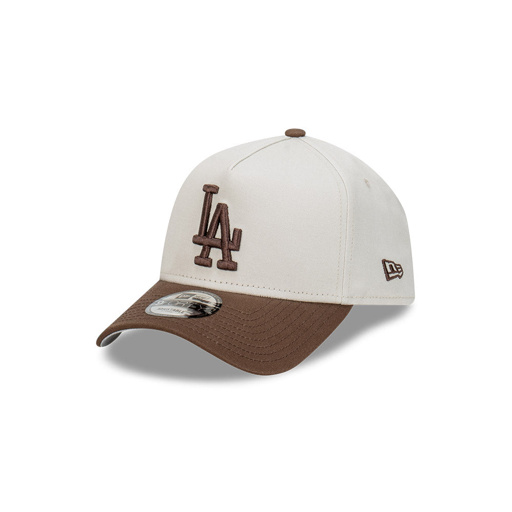 LA Dodgers Hat - Vintage Stone Walnut 2-Tone 9Forty A-Frame MLB Snapback Cap - New Era