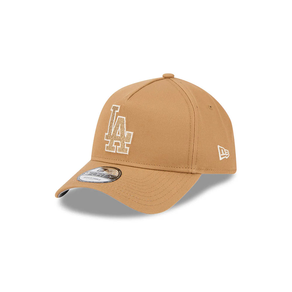 LA Dodgers Hat - Wheat Earth Tonal Chainstitch 9Forty A-Frame MLB Snapback Cap - New Era