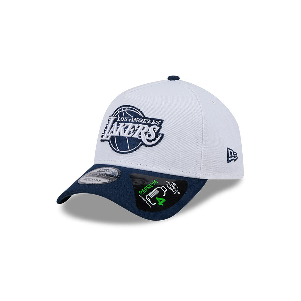 LA Lakers Hat - 2-Tone Oceanside Blue Repreve 9Forty A-Frame NBA Snapback Cap - New Era