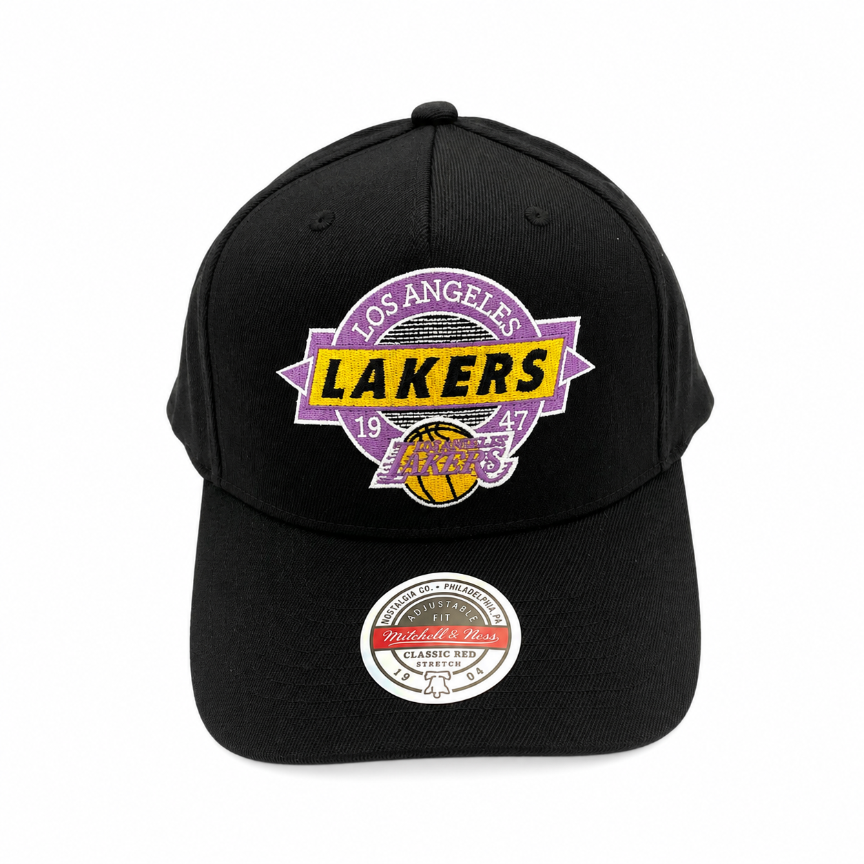 LA Lakers Hat - Black NBA Point Guard CR Stretch Snapback Cap - Mitchell & Ness