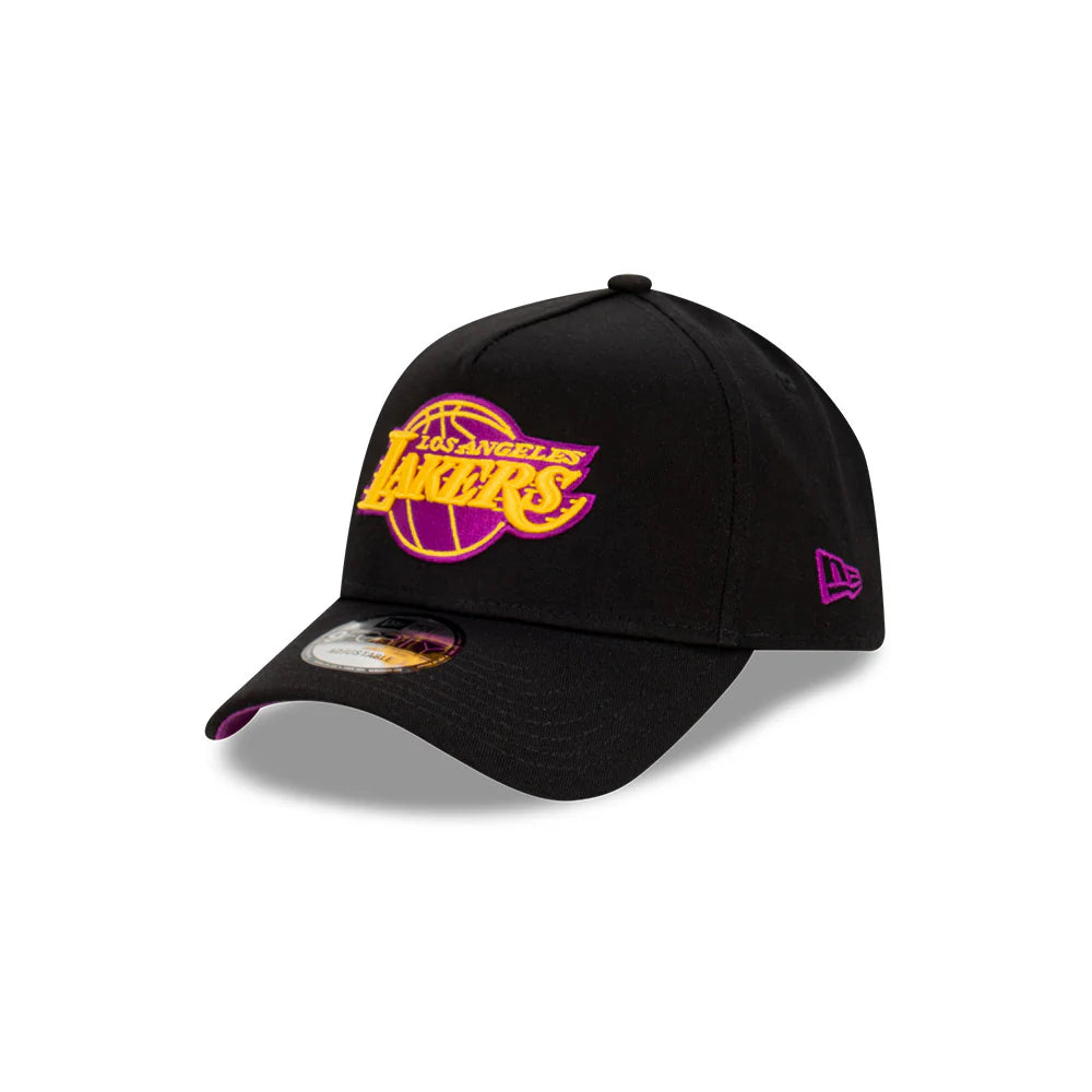 LA Lakers Hat - Black Passionfruit 9Forty A-Frame NBA Snapback Cap - New Era