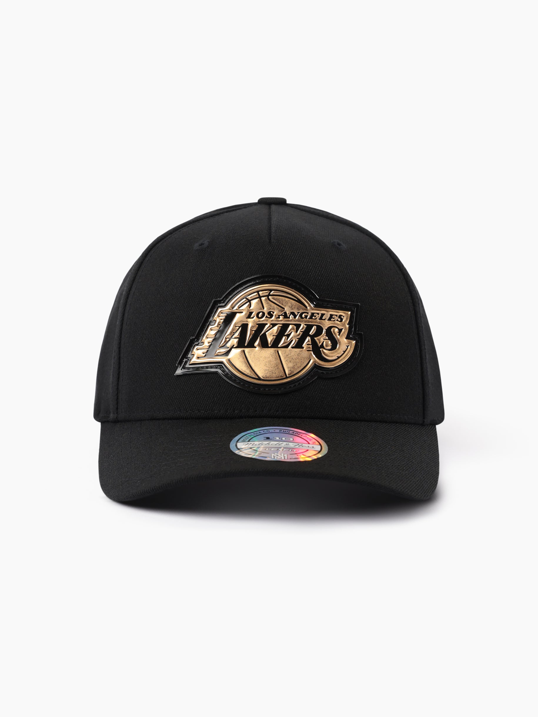 LA Lakers Hat - Black Weald 5Panel 110 Flexfit NBA Basketball Snapback Cap - Mitchell & Ness