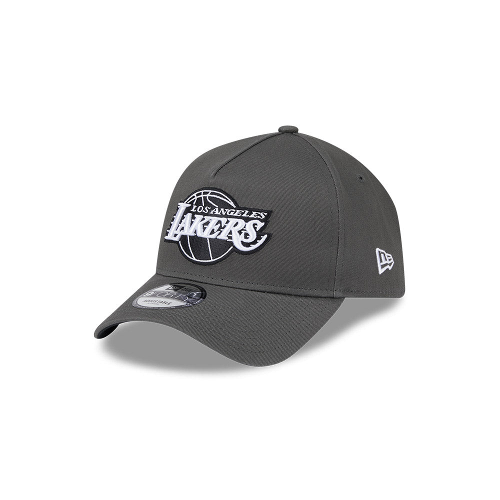 LA Lakers Hat - Dusty Charcoal Grey 9Forty A-Frame NBA Snapback Cap - New Era