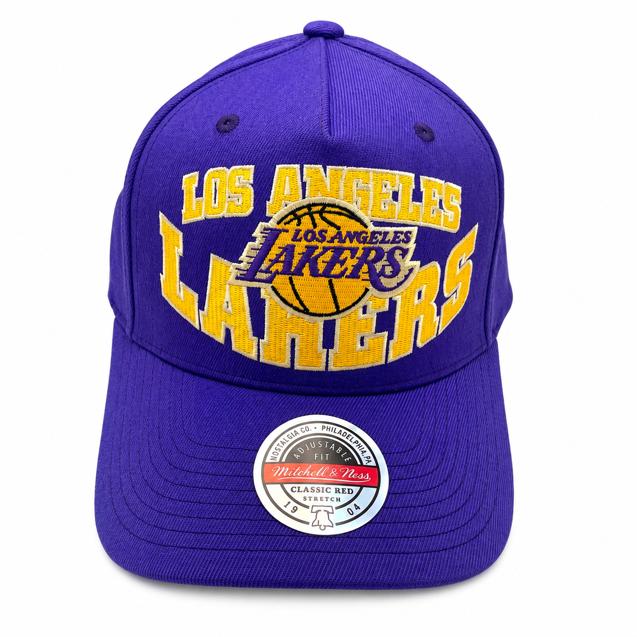 LA Lakers Hat - NBA Purple Lay up Stretch Classic Redline Snapback Cap - Mitchell & Ness