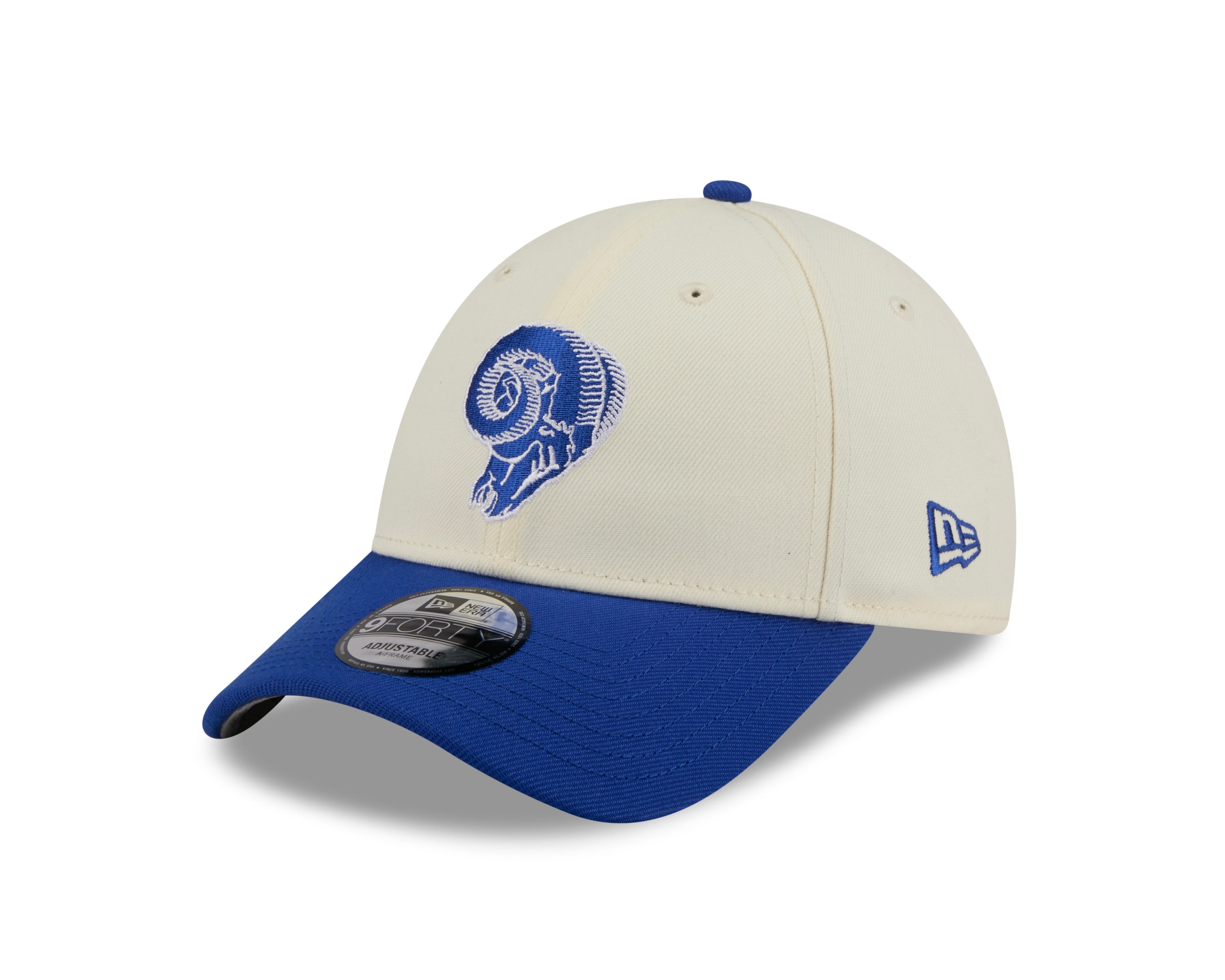 LA Rams Hat - Blue Chrome White 2Tone NFL Historic 9Forty Snapback Cap - New Era