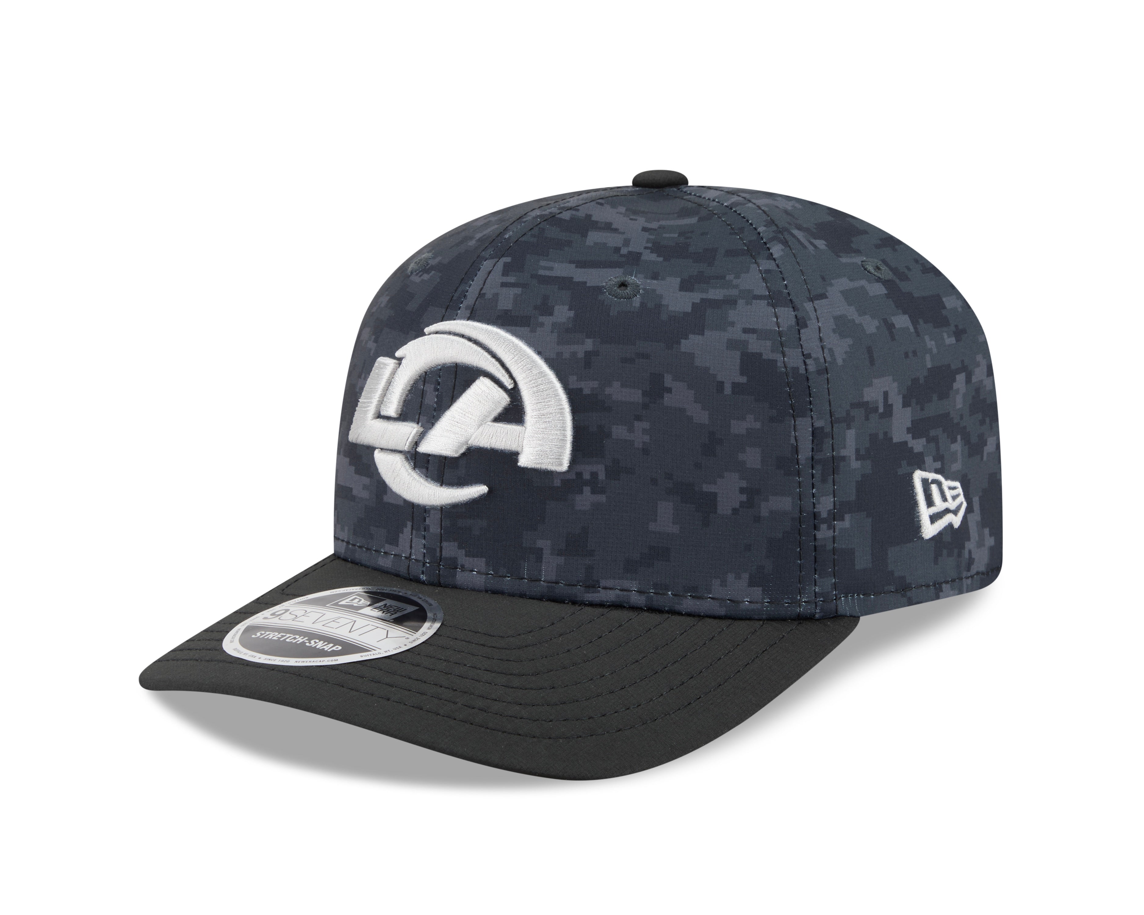 LA Rams Hat - Dark Camo Salute To Service NFL 9Seventy Adjustable Stretch Snapback Cap - New Era