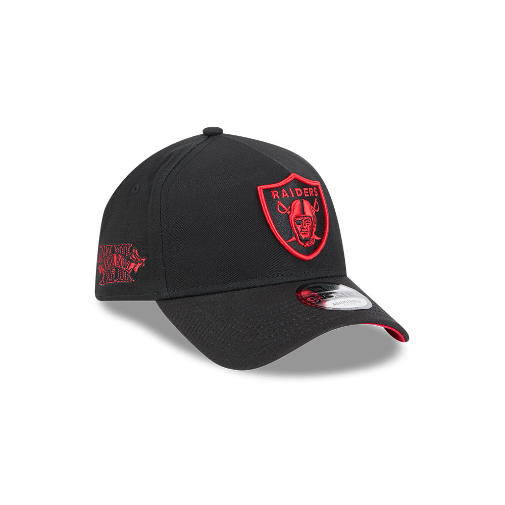 Las Vegas Raiders Hat - Black Scarlet Red 9Forty A-Frame NFL Snapback Cap - New Era