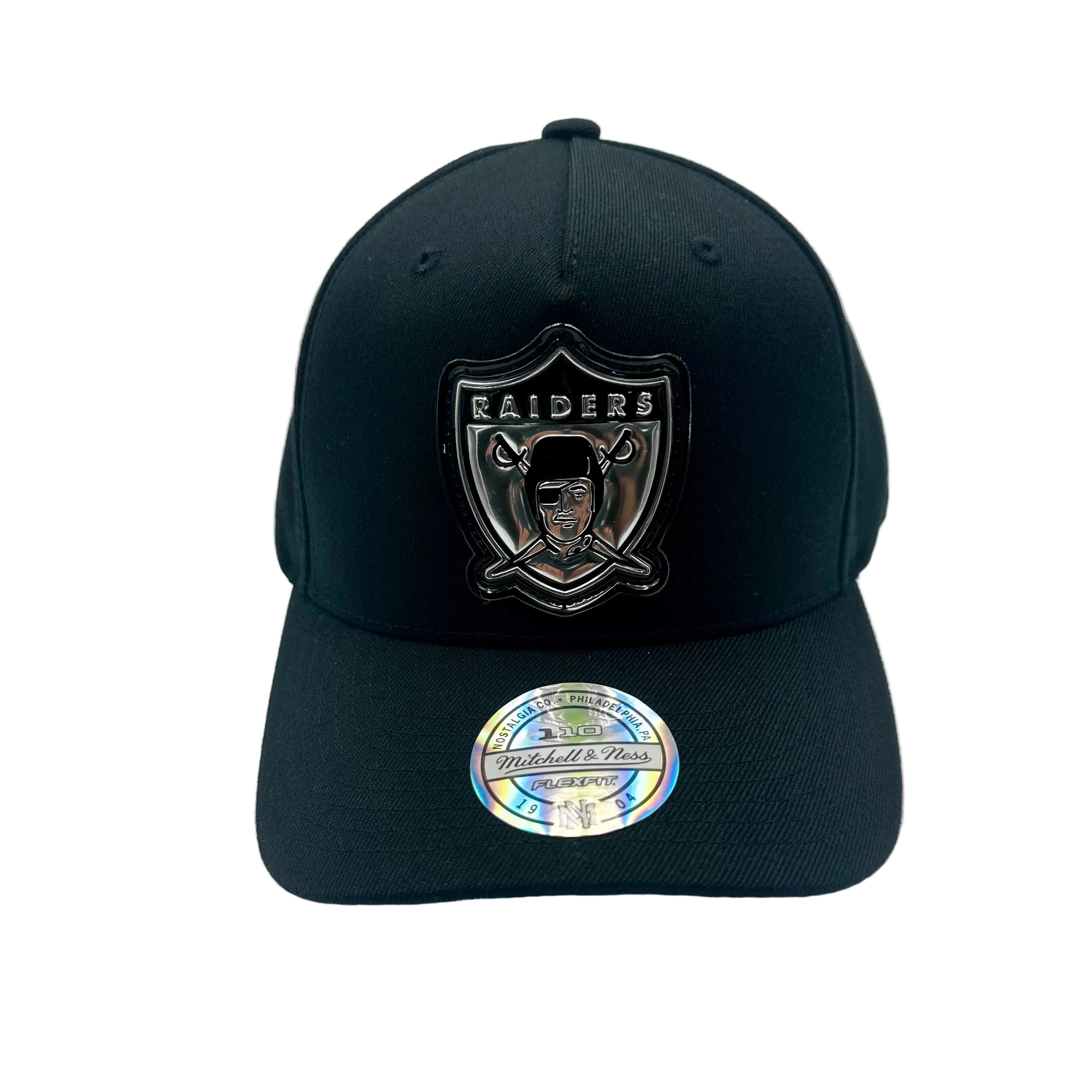 Las Vegas Raiders Hat - Black Weald 5Panel 110 Flexfit NFL American Football Snapback Cap - Mitchell & Ness
