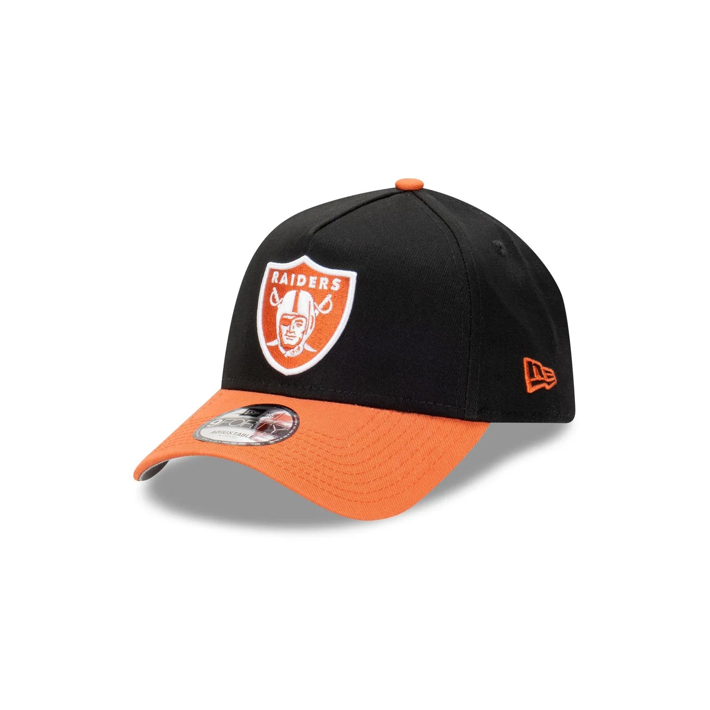 Las Vegas Raiders Hat - Burnt Redwood 2-Tone Black Orange 9Forty A-Frame NFL Snapback Cap - New Era