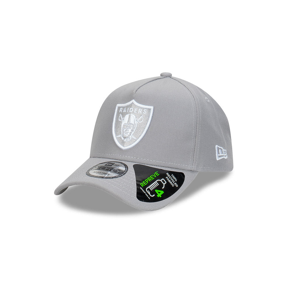 Las Vegas Raiders Hat - Cloud Repreve Graphite Grey 9Forty A-Frame NFL Snapback Cap - New Era
