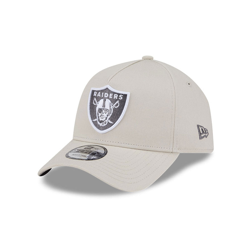 Las Vegas Raiders Hat - Concrete White 9Forty A-Frame NFL Snapback Cap - New Era
