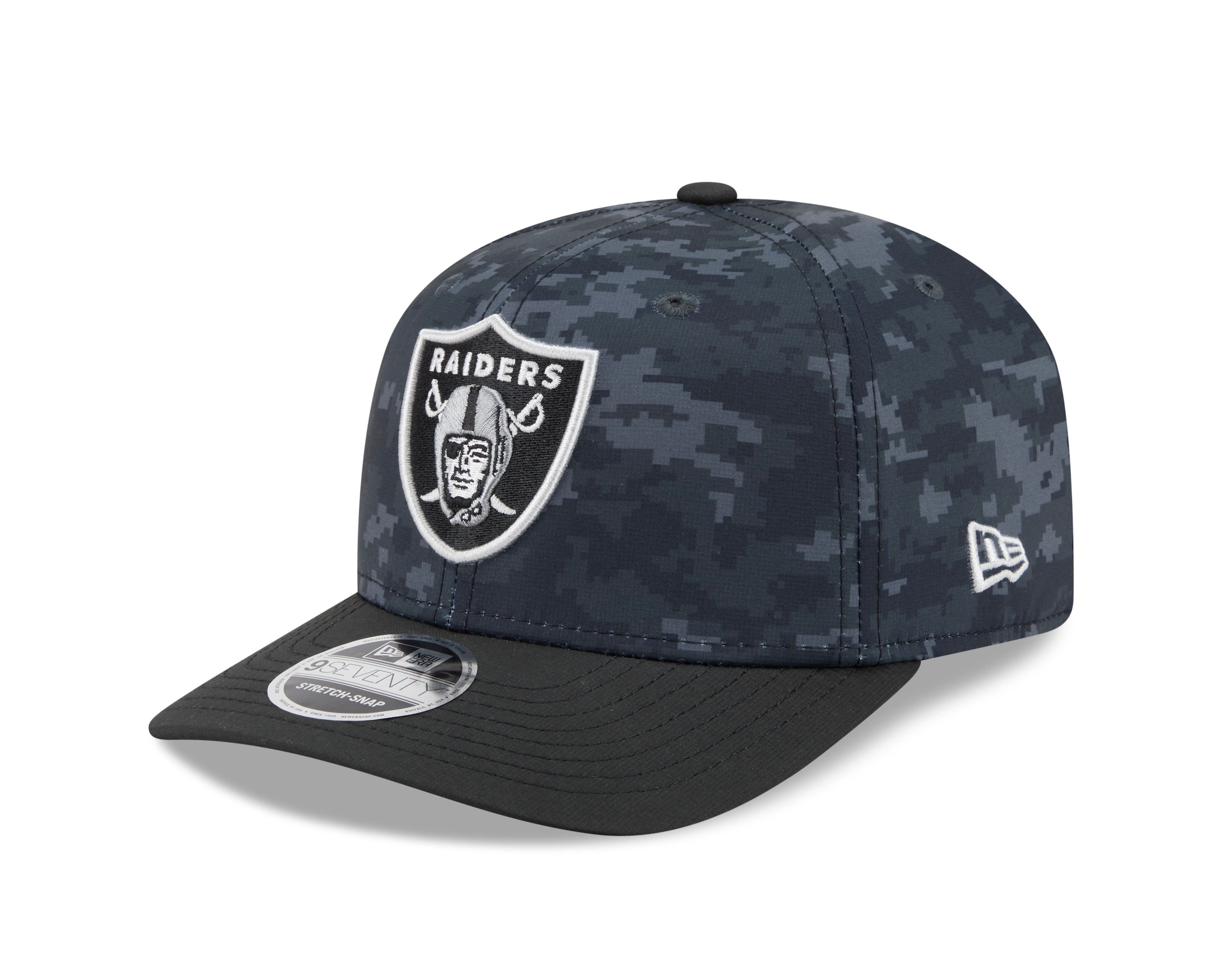 Las Vegas Raiders Hat - Dark Camo Salute To Service NFL 9Seventy Adjustable Stretch Snapback Cap - New Era