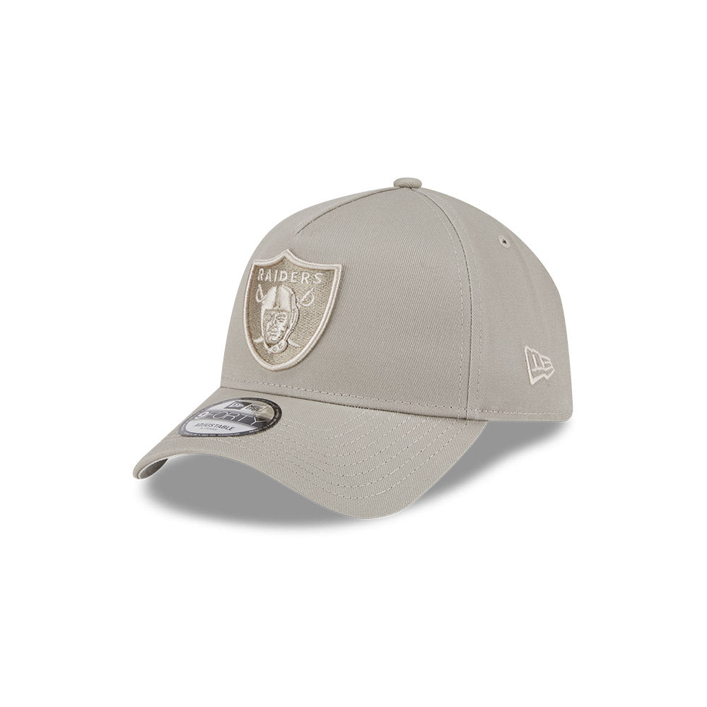 Las Vegas Raiders Hat - Pebble Stone Grey 9Forty A-Frame NFL Snapback Cap - New Era