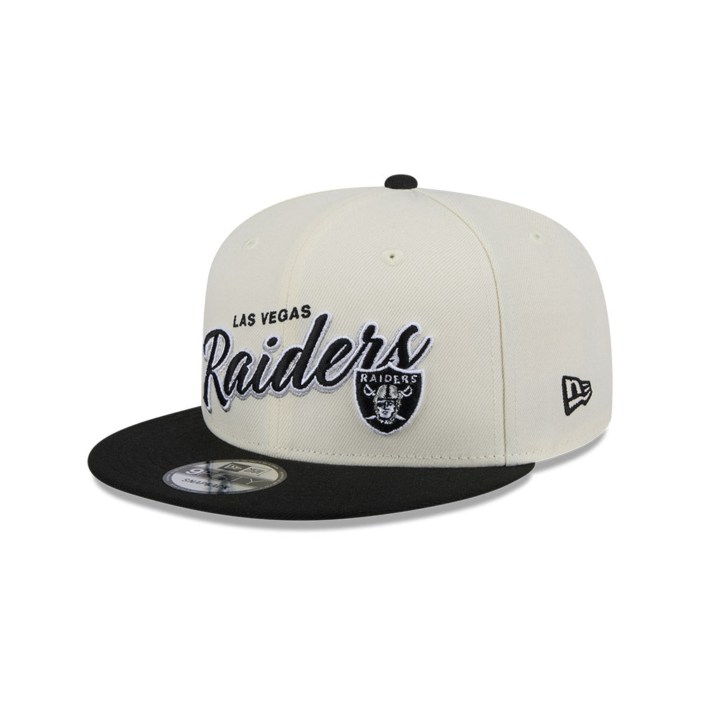 Las Vegas Raiders Hat - Script Chrome White OTC 2-Tone NFL 9Fifty Snapback Cap - New Era