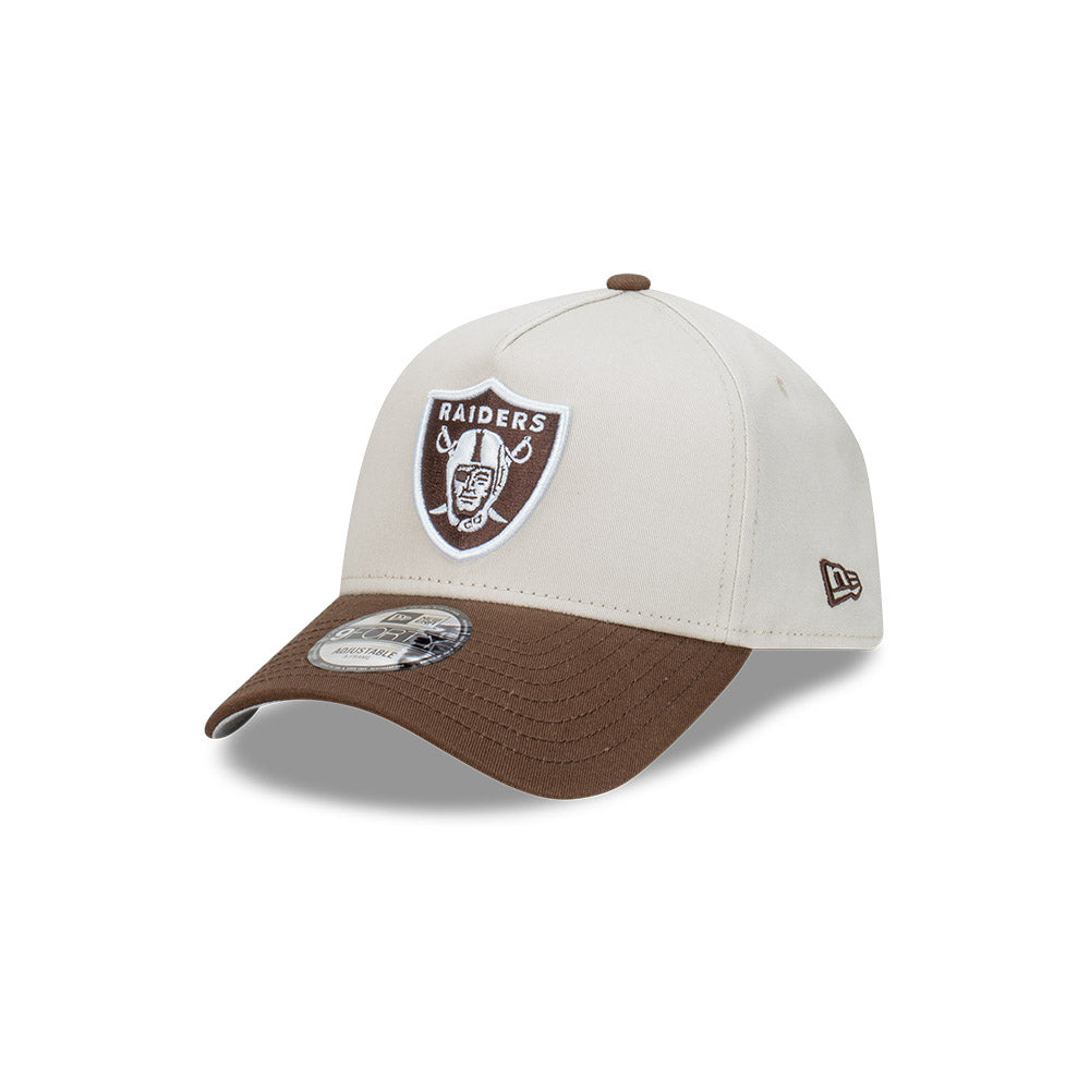 Las Vegas Raiders Hat - Vintage Stone Walnut 2-Tone 9Forty A-Frame NFL Snapback Cap - New Era