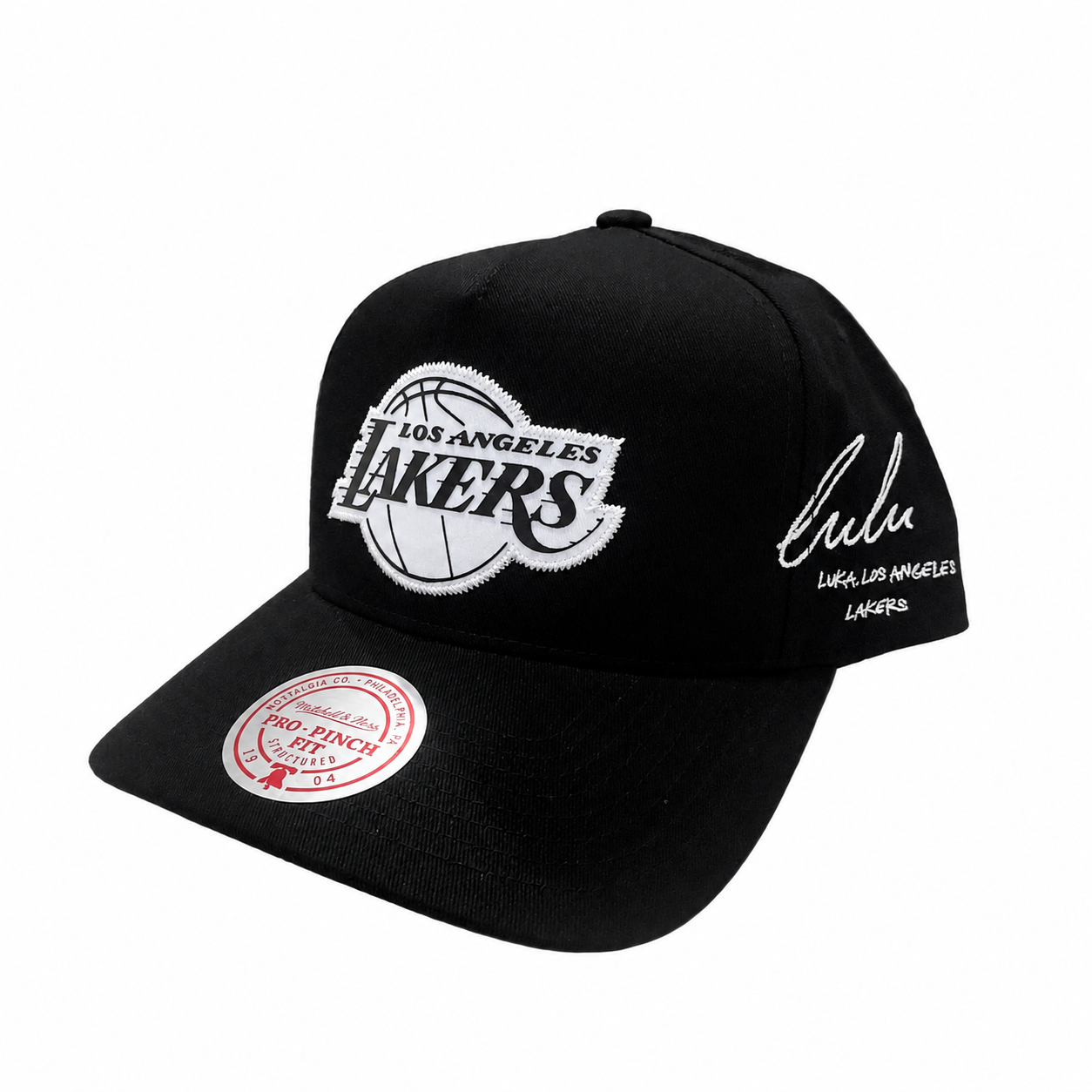 Los Angeles Lakers Hat - Black Luka Doncic Signature Pro Pinch NBA Basketball Snapback Cap - Mitchell & Ness