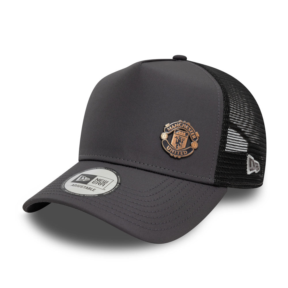 Manchester United FC Hat - Bronze EF Graphite Grey EPL 9Forty A-Frame Trucker Snapback Cap - New Era