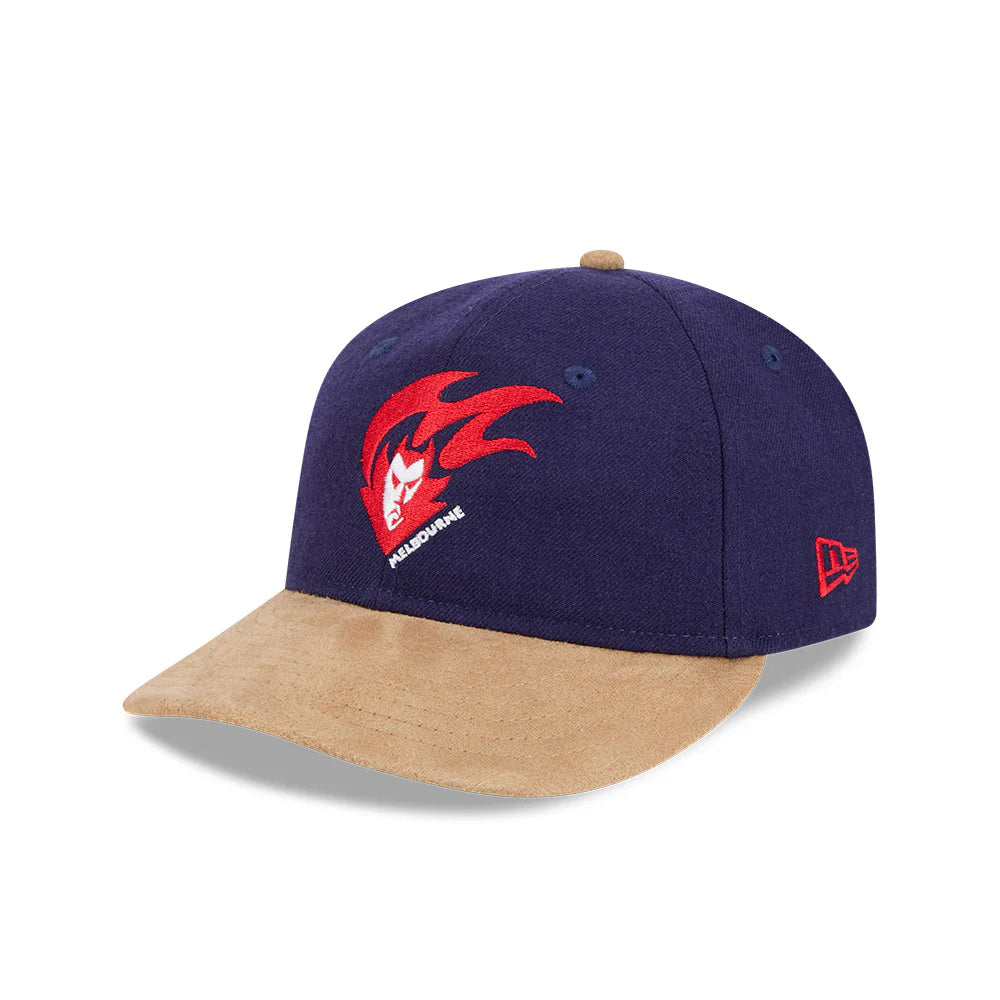 Melbourne Demons Hat - AFL 2025 Retro Contrast Suede 9Fifity Strapback Cap - New Era