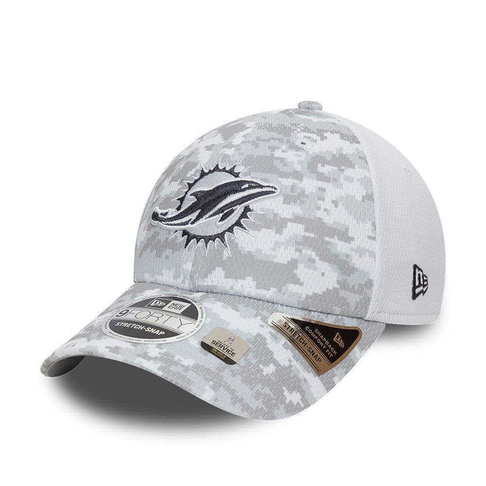 Miami Dolphins Hat - Grey Camouflage Salute To Service NFL 9Forty Stretch Snapback Cap - New Era