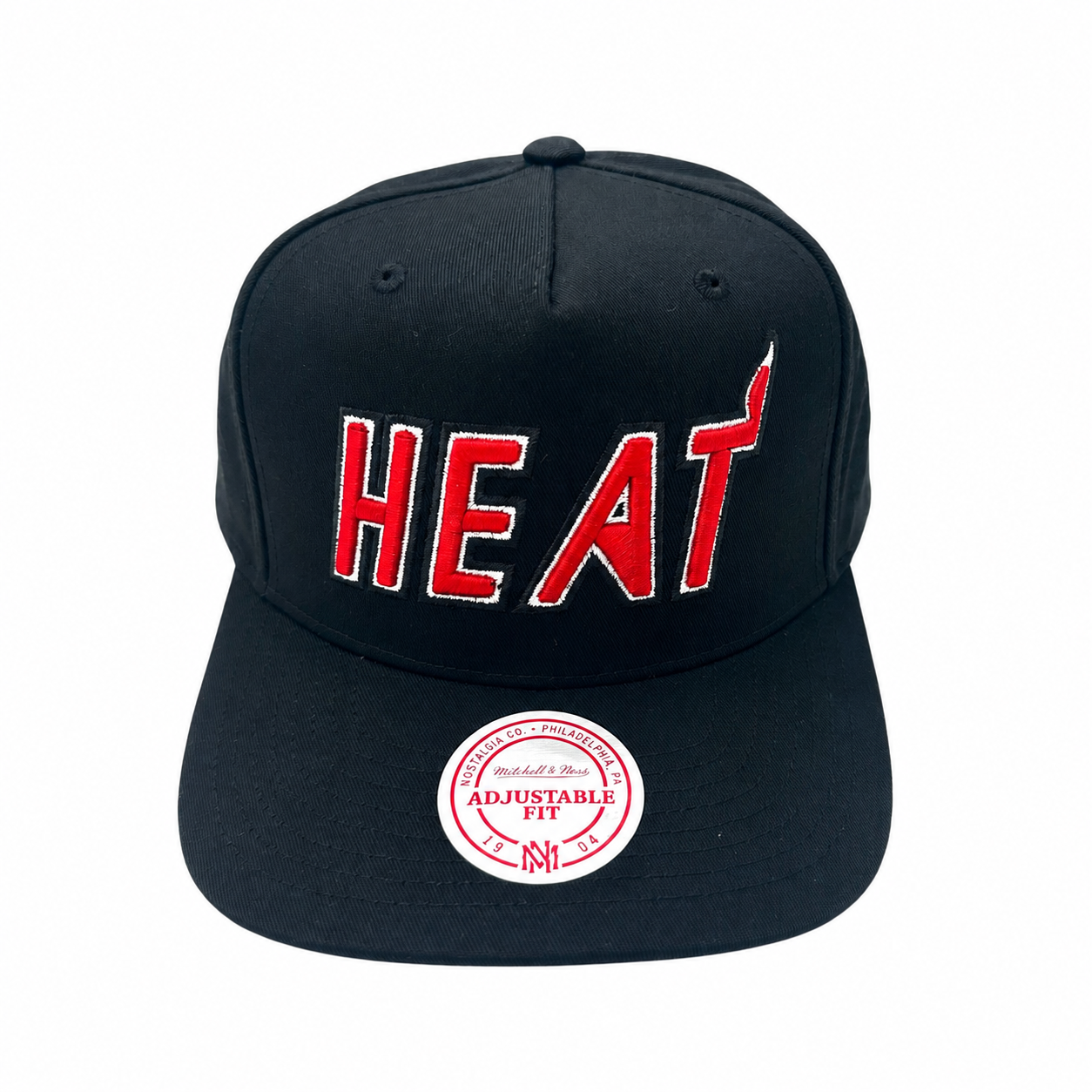 Miami Heat Hat - Black NBA Team Colour Wordmark Logo Snapback Cap - Mitchell & Ness