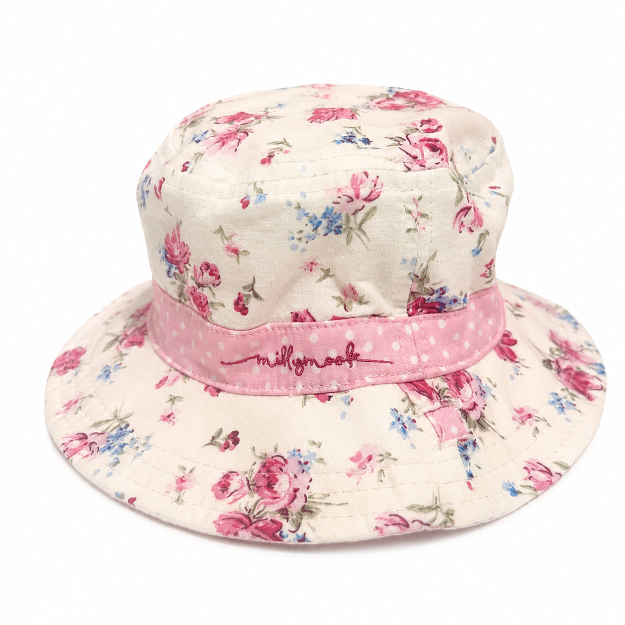 Millymook Baby Girl Bucket Hat- Vintage Floral - Reversible - Provide 50+ UPF Sun Protection