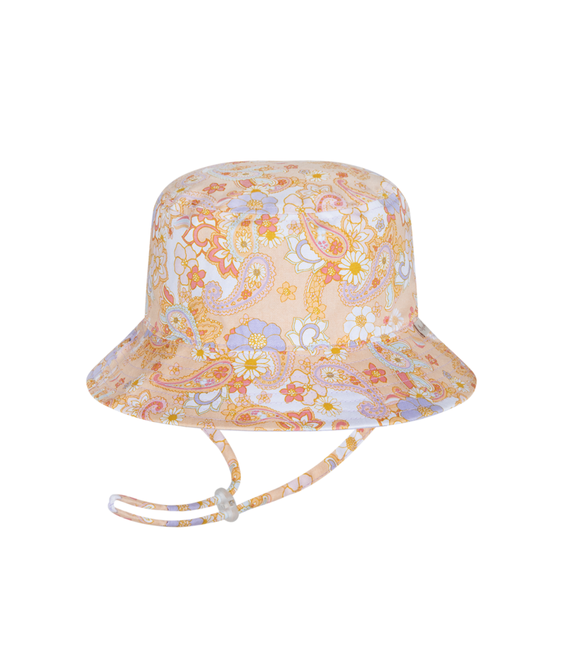 Millymook Girls Bucket Hat - Purple Pink With Flowers Print - Augusta