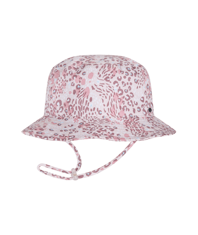 Millymook Girls Floppy Bucket Hat - Dusty Pink With Animal Print Pattern - Kimba