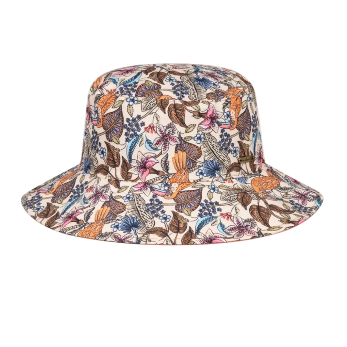 Millymook Girls Ponytail Bucket Hat - Amber Floral Print - Amber