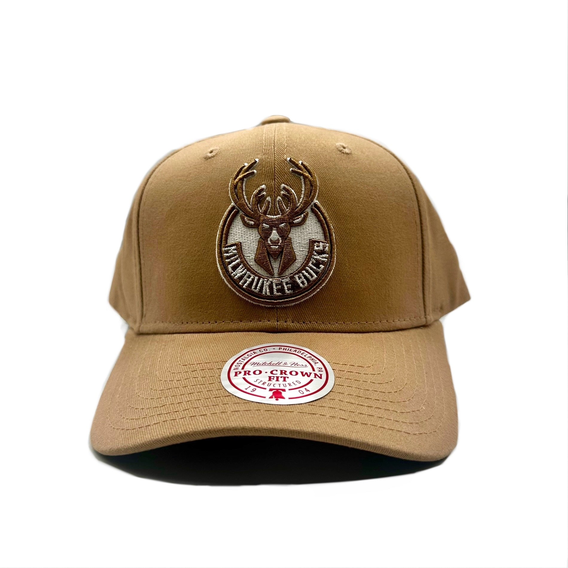 Milwaukee Bucks Hat - Khaki Seasonal Pro Crown NBA Snapback Cap - Mitchell & Ness